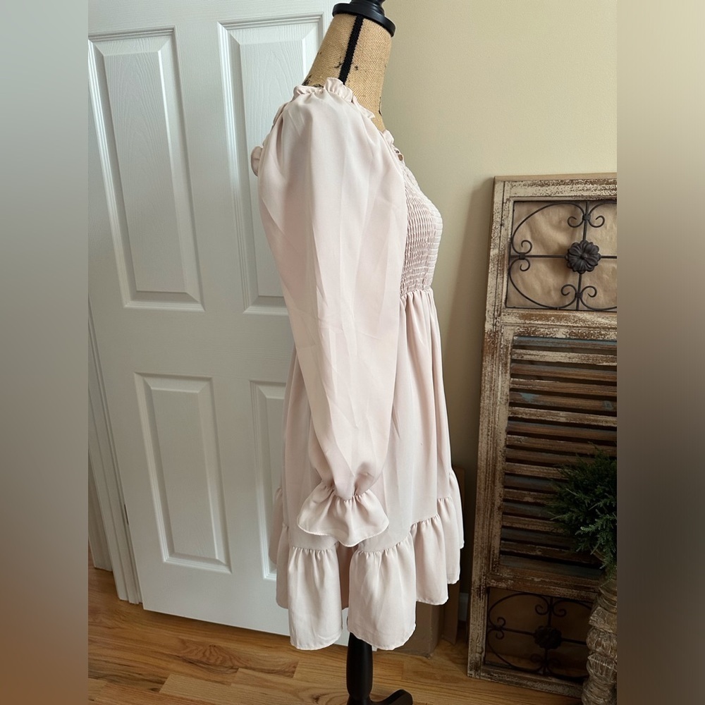 SHEIN Light Beige Long Sleeve Dress - Picture 3 of 11